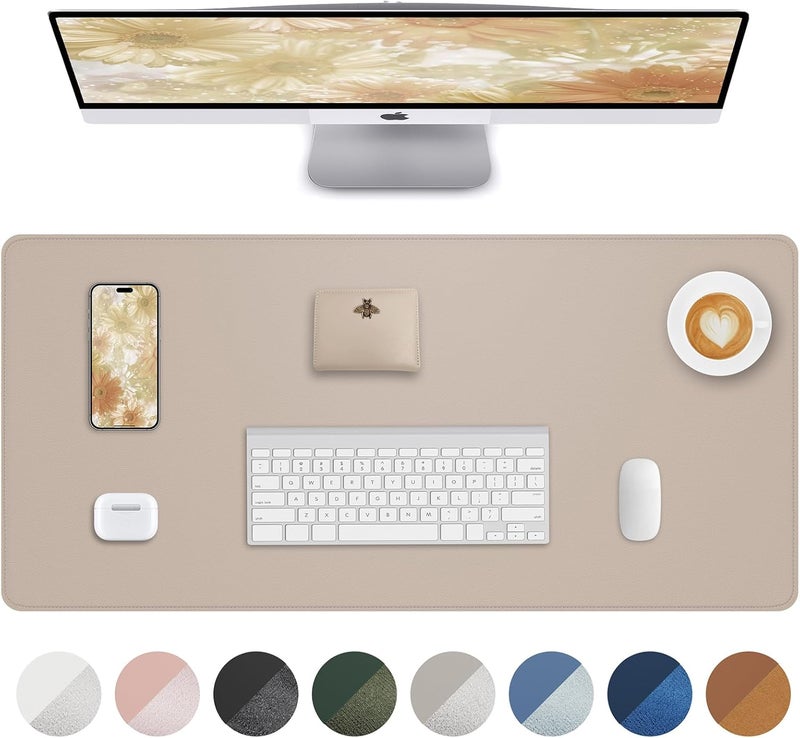 AFIING Non-Slip Desk Pad,Desk mat,Large Mouse Pad,Office Desk mat,Waterproof PU Leather Desk Blotter Mat,Laptop Desk Pad,Desk Writing Pad for Office and Home (Beige, 24" x 13.7") - Image 1